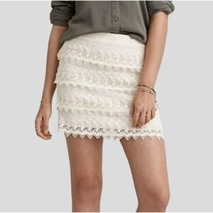 American Eagle Ivory Crochet Lace Skirt NWT Tiered Boho Cottagecore Festival 10